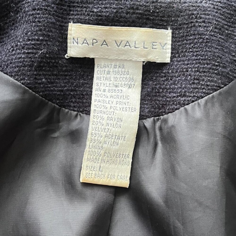 Vintage 90s Napa Valley Shacket Women L Grandma Patchwork Corduroy Velvet Paisle - Picture 3 of 8
